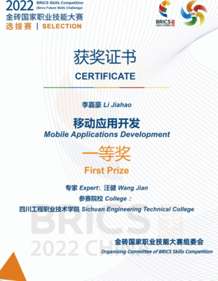 軟件工程系學(xué)生榮獲&ldquo;金磚國(guó)家職業(yè)技能大賽選拔賽&rdquo;一等獎(jiǎng)